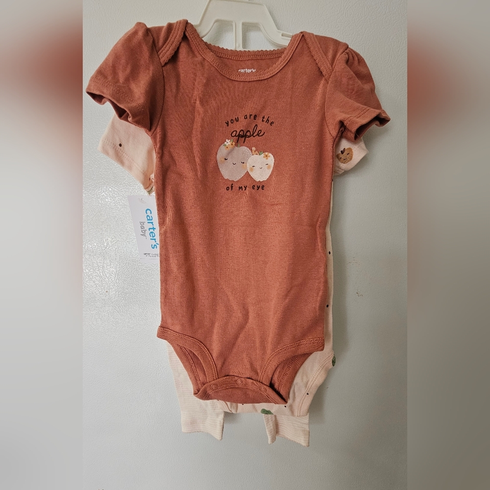 Carter's Brown Bodysuit with Short Sleeves and Round Neckline